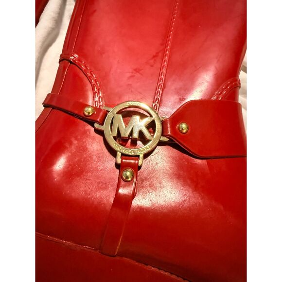 EUC Michael Kors Fulton Harness Tall Red Rubber Rain Boots - Picture 11 of 11
